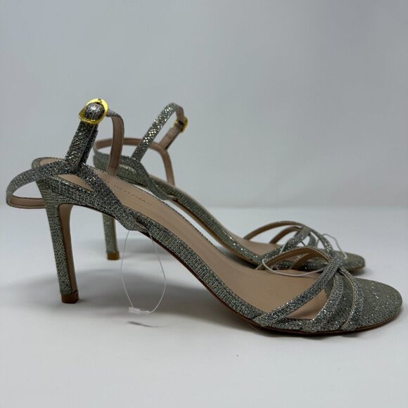 Stuart Weitzman Starla Sparkle Stiletto Heels Womens 10 Silver Gold Strappy NWOB - Picture 10 of 14
